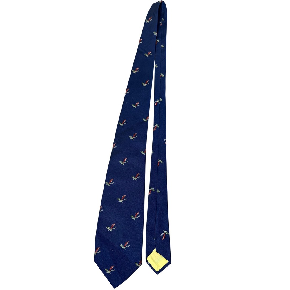 Vintage Carroll Reed Tie Mens‎ One Size Navy Skiers Ski Print Necktie Preppy 60s